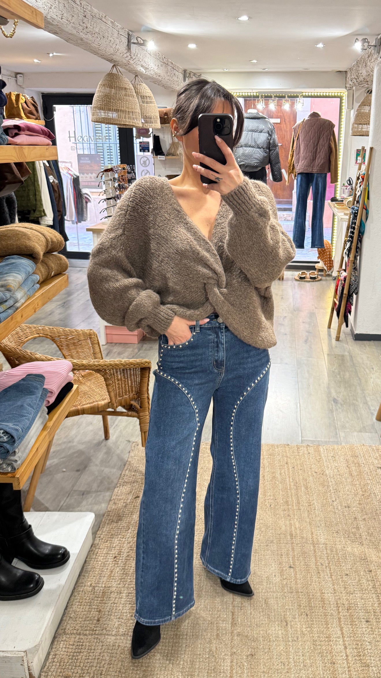 JEANS WIDE LEG CLOUS BLEU