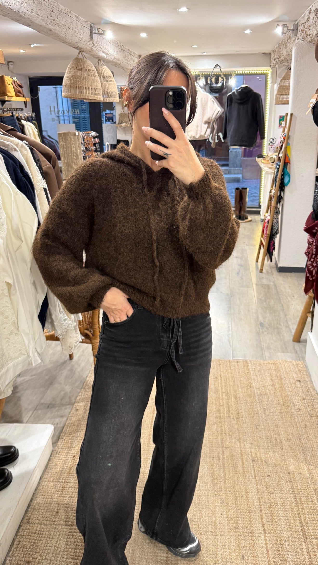 SWEAT CAPUCHE MAILLE CHOCO