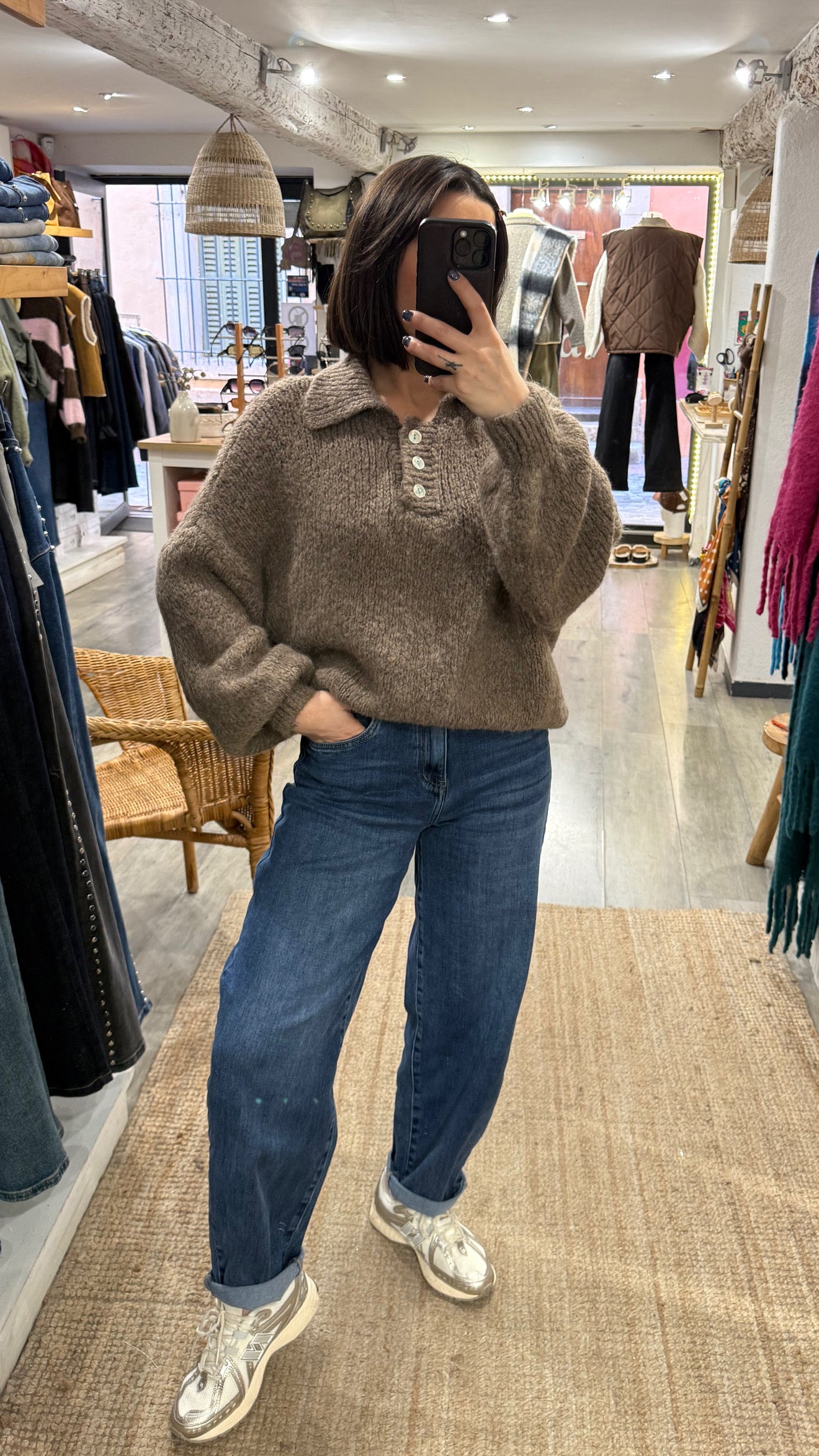 POLO MAILLE MARRON CLAIR