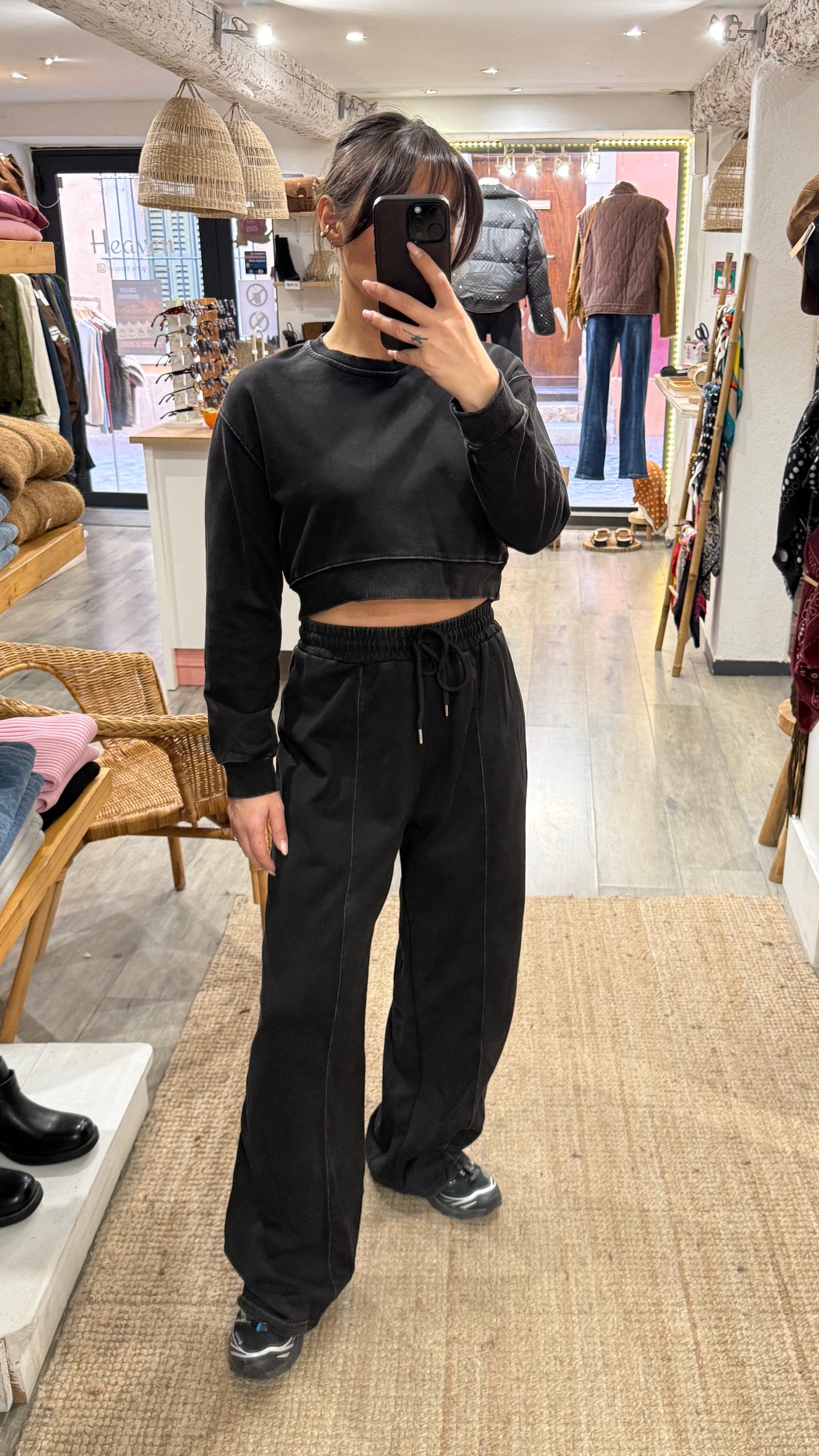 PANTALON ENSEMBLE SURVÊTEMENT NOIR