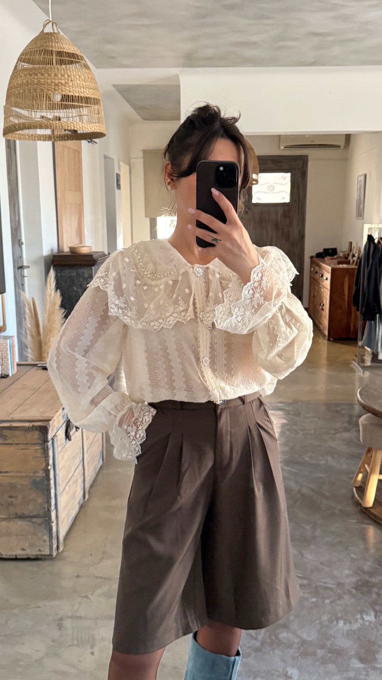 CHEMISE COL CLAUDINE STRASS