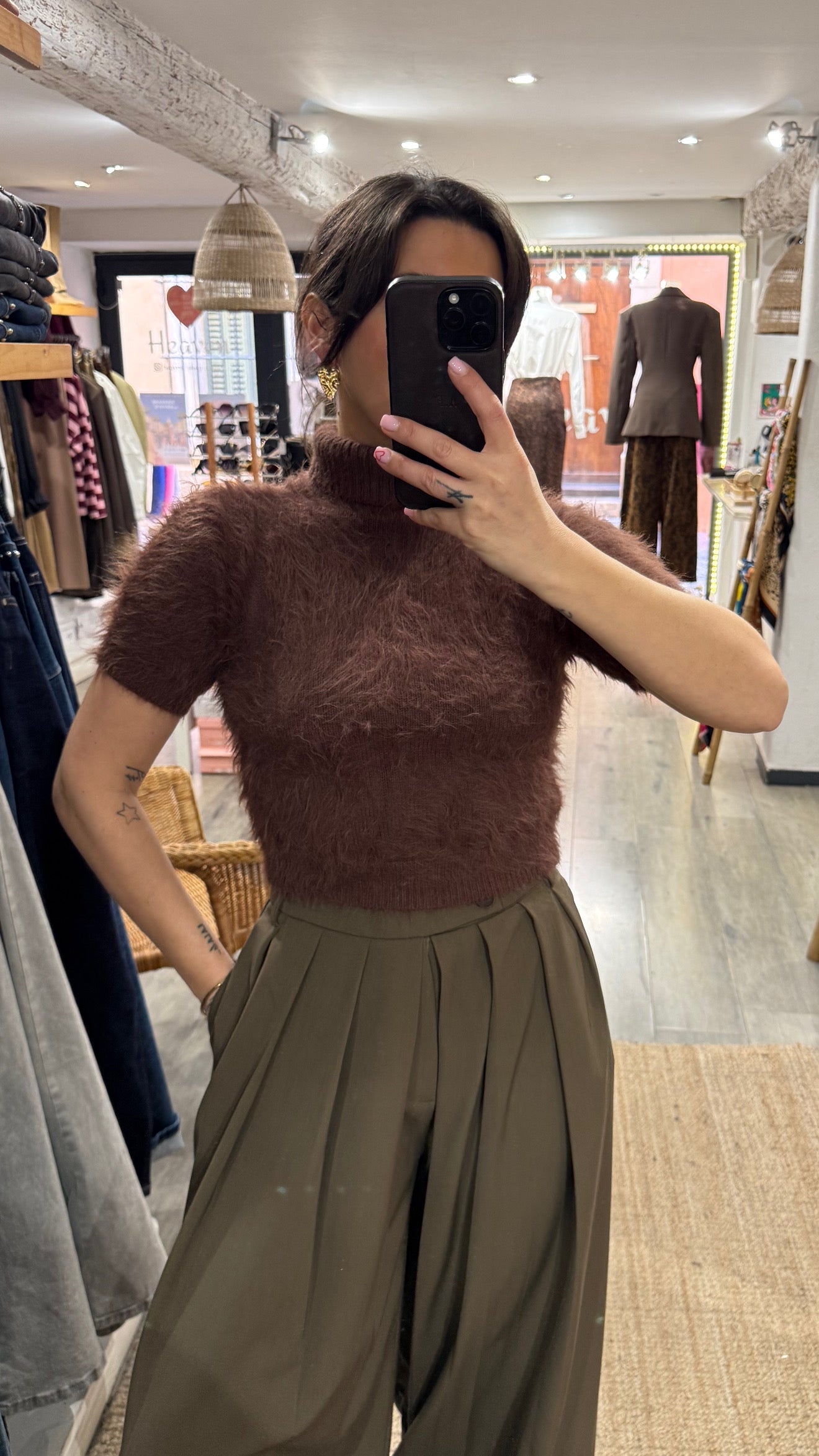 PULL MANCHES COURTE CHOCO