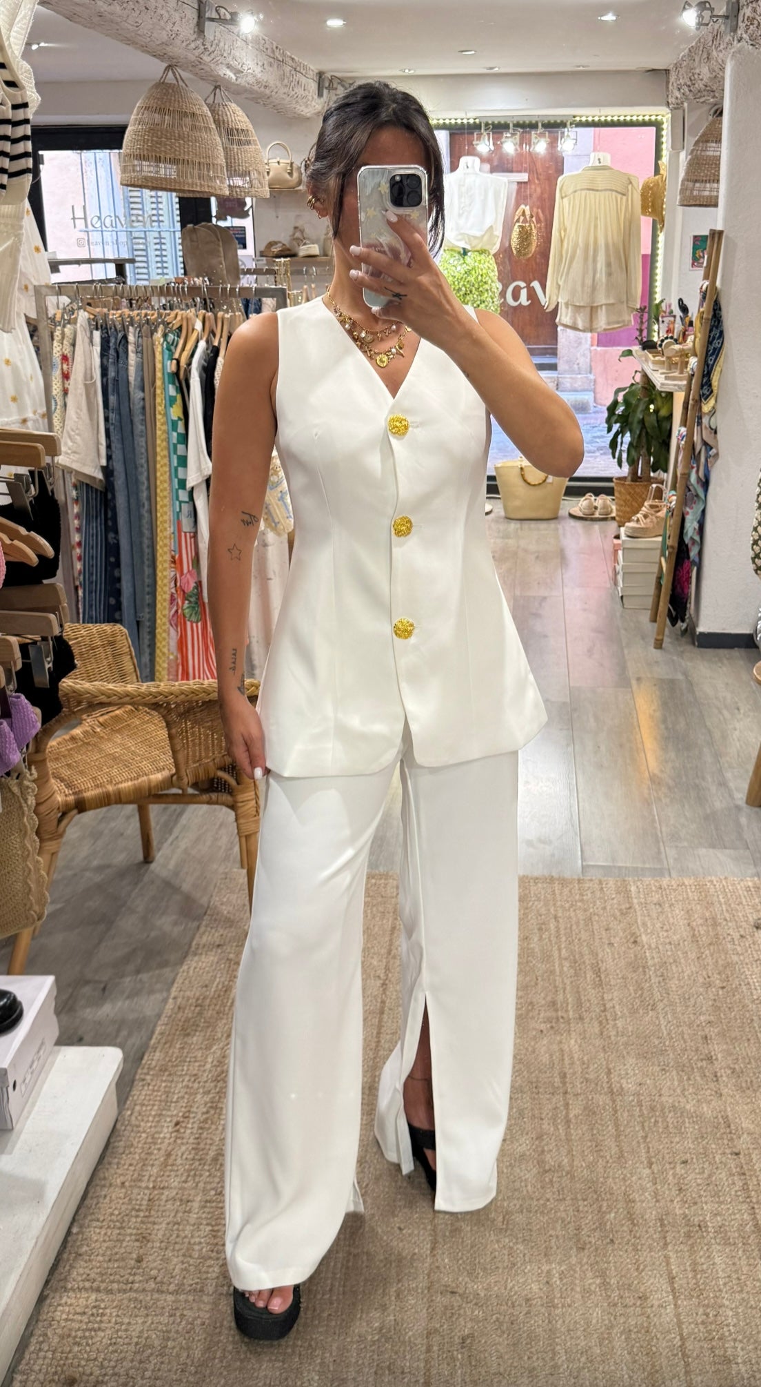 PANTALON BLANC FENDU ENSEMBLE