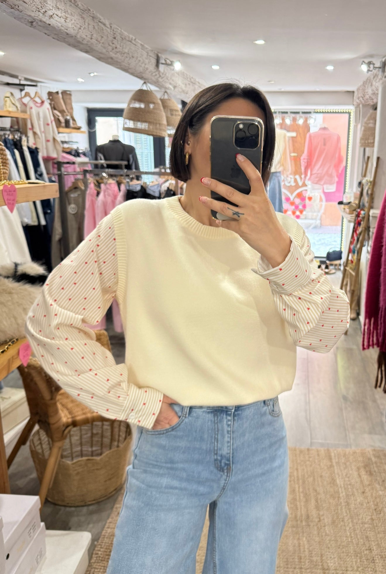 PULL MANCHES CHEMISE COEUR