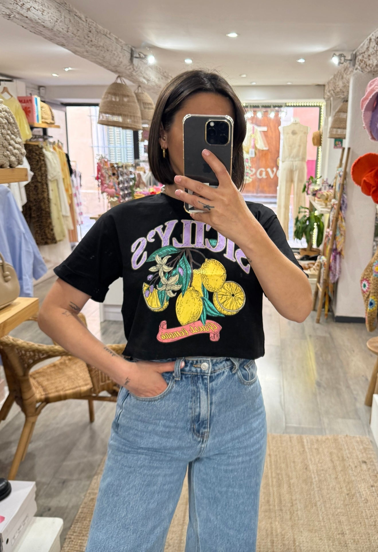 TEE SHIRT CROP CITRON