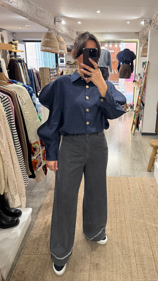 CHEMISE BLEU DÉTAIL MANCHES