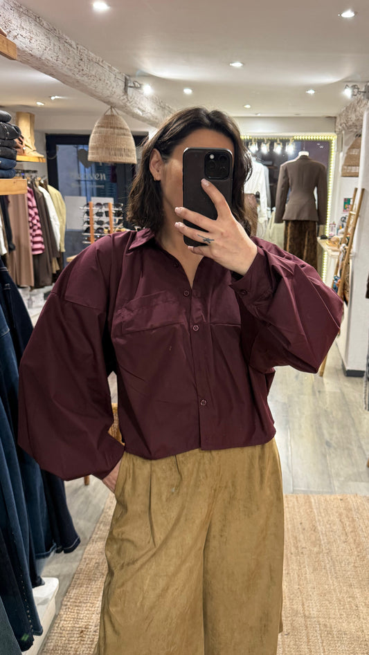 CHEMISE CROP BORDEAUX