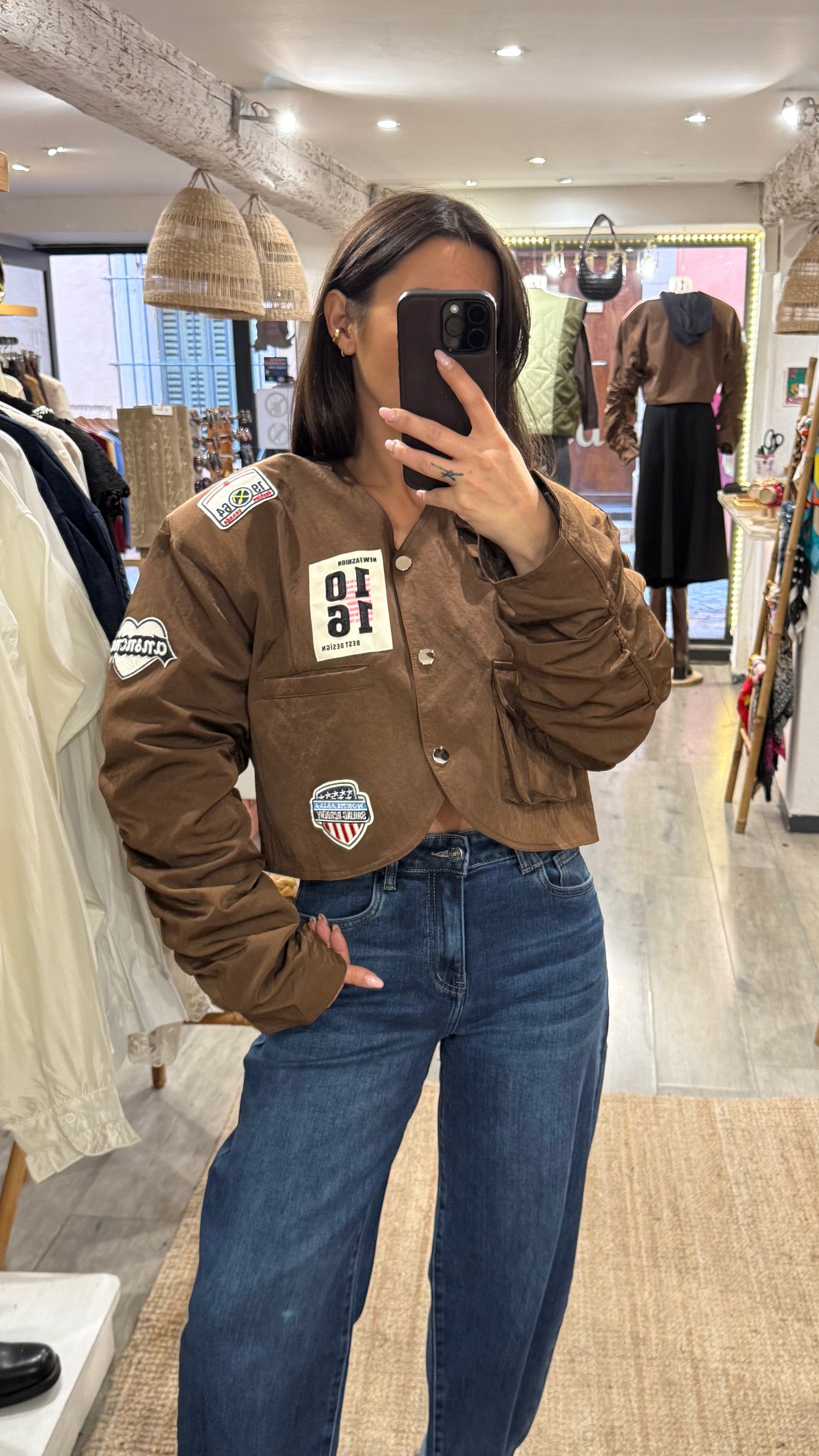 VESTE TYPE BOMBERS PATCHWORK