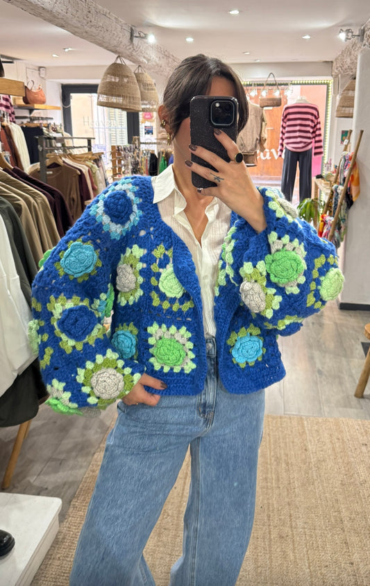 VESTE CROCHET FLEURS