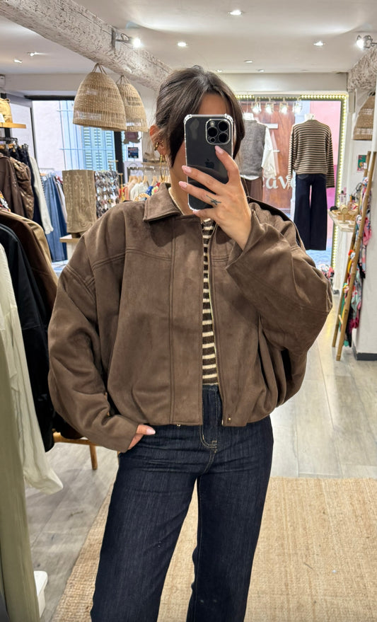 BOMBERS MARRON EFFET DAIM