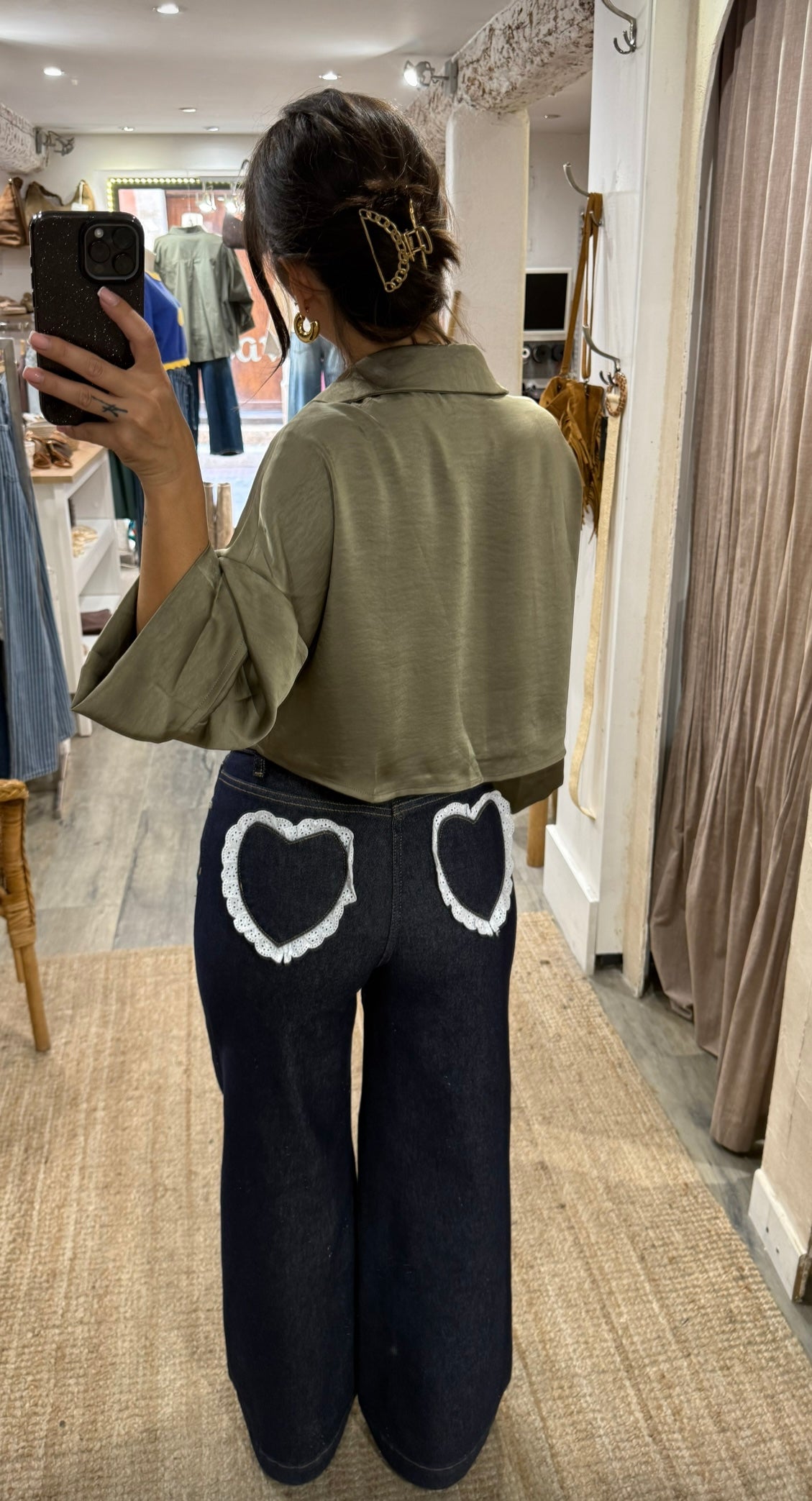 JEANS BRUT POCHES CŒUR