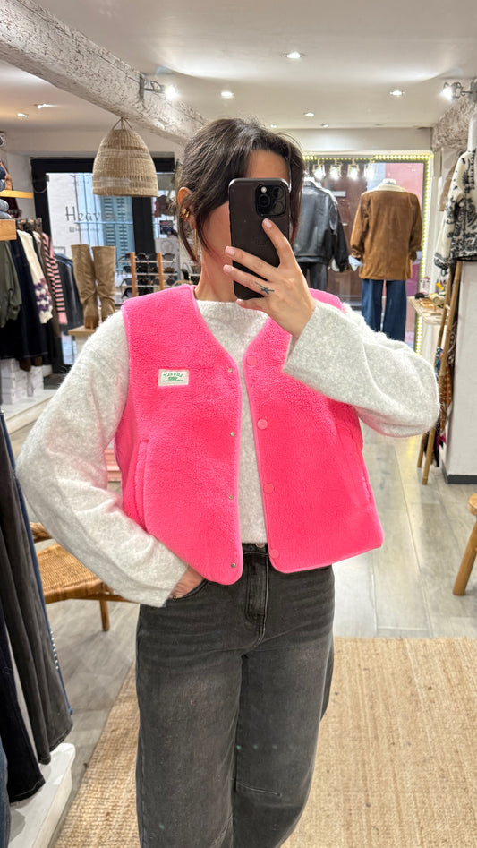 GILET SHERPA ROSE « LOVELY »