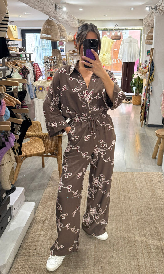 PANTALON CHOCO FLEURS BRODÉ ENSEMBLE