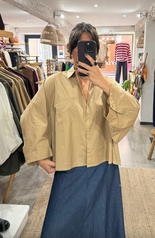 CHEMISE BASIC BEIGE OVERSIZE