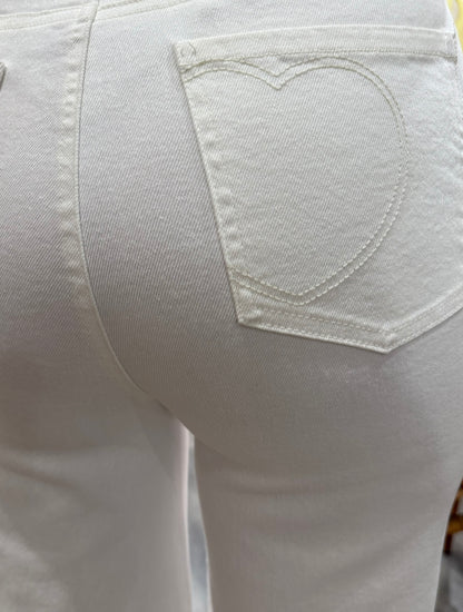 JEANS BLANC POCHE CŒUR
