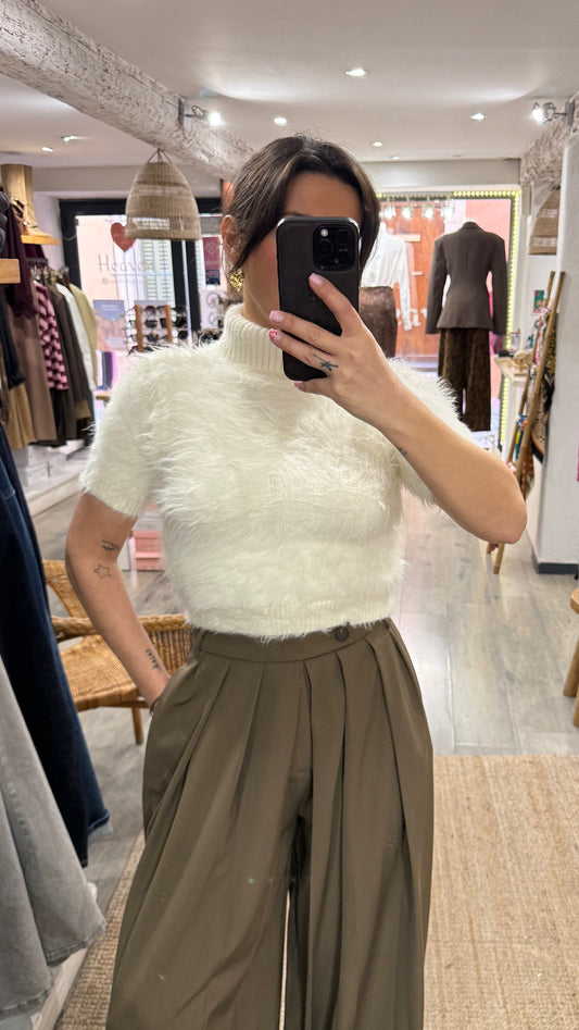 PULL MANCHES COURTE BLANC