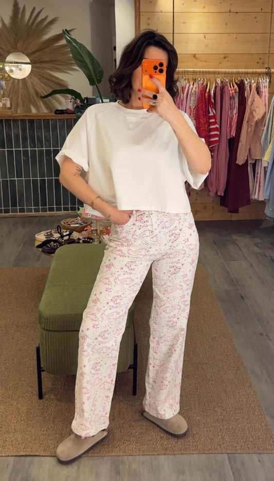JEANS IMPRIMÉ POISSONS