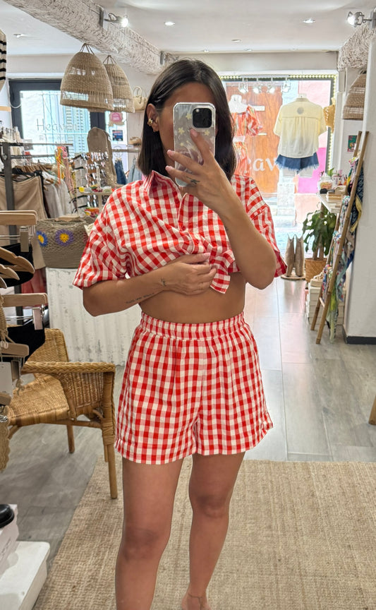 SHORT VICHY ROUGE D’ENSEMBLE