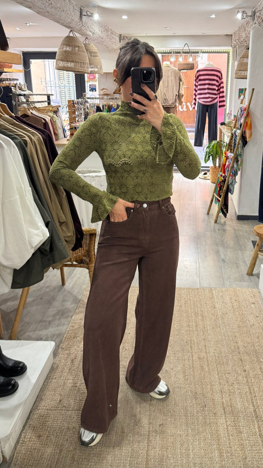 JEANS WIDE LEG CHOCO