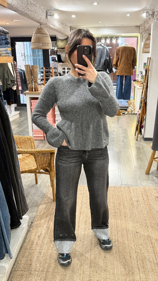 JEANS WIDE LEG REVERS STRASS