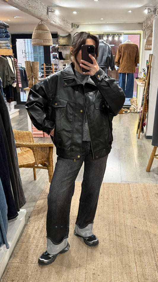 VESTE SIMILI CUIR OVERSIZE