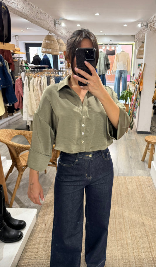 CHEMISE SATINÉ KAKI