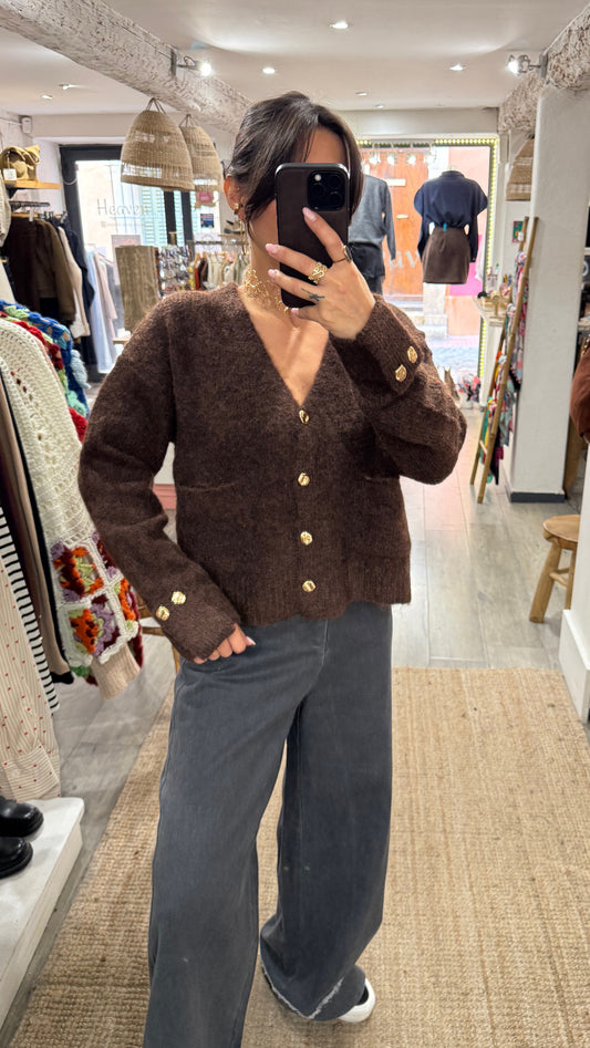 GILET MAILLE BASIC CHOCO