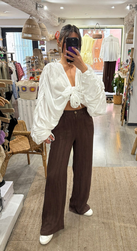 PANTALON FLUIDE CHOCO DÉLAVÉ