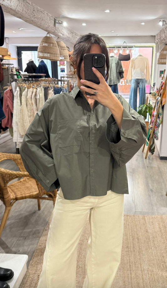 CHEMISE BASIC KAKI OVERSIZE