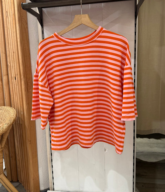 TEE SHIRT ORANGE/ ROSE