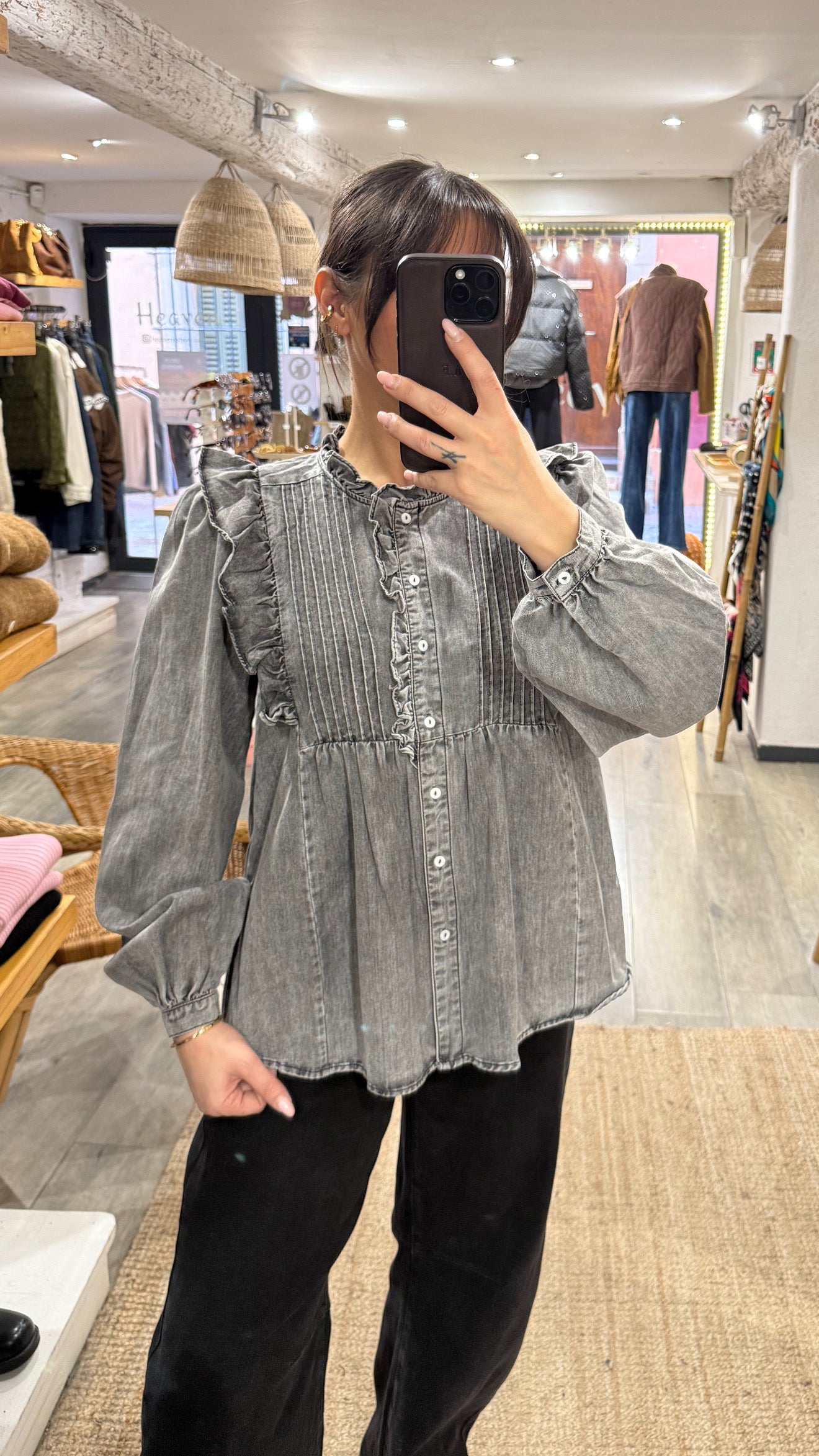 CHEMISE JEANS GRIS DÉLAVÉ