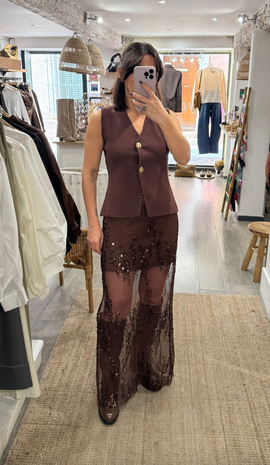 JUPE CHOCO SEQUINS