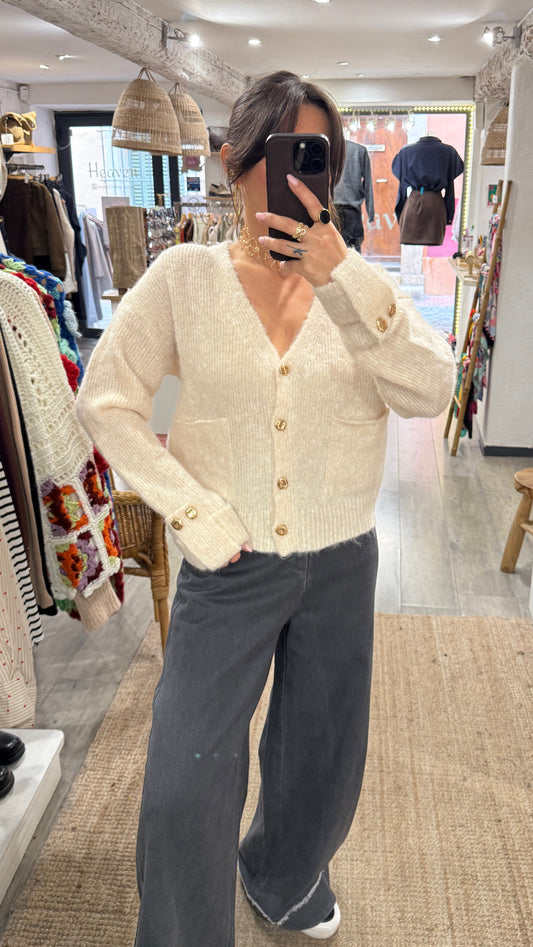 GILET MAILLE BASIC BEIGE
