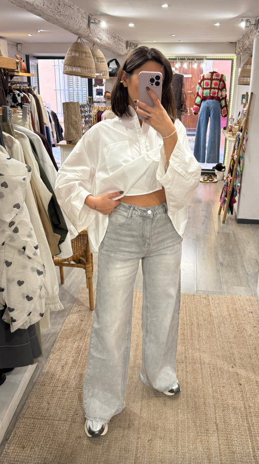 JEANS GRIS WIDE LEG