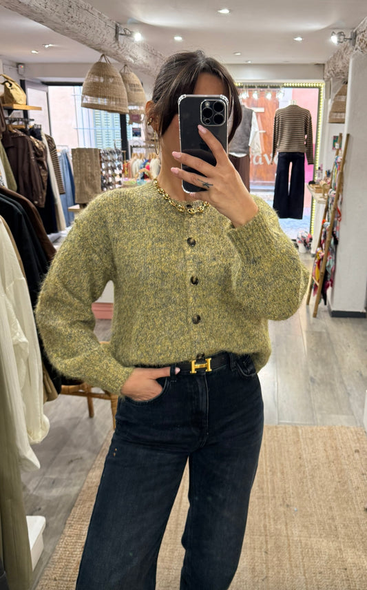 GILET CHINÉ VERT