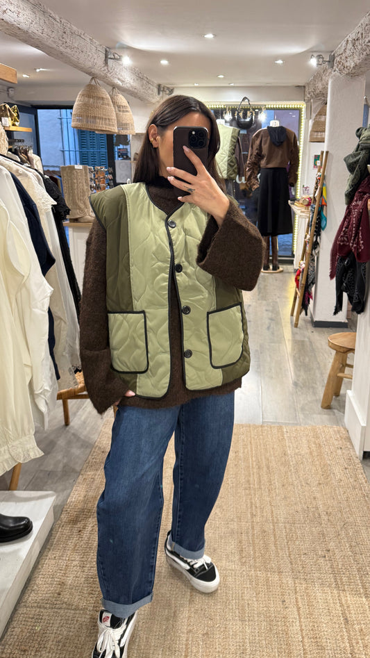 VESTE SANS MANCHES BI-COLOR