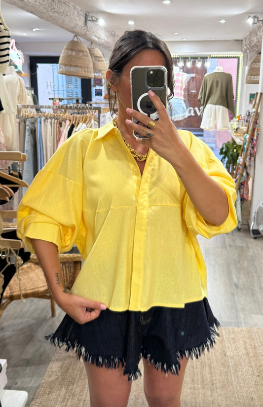 CHEMISE JAUNE MANCHES BALLON