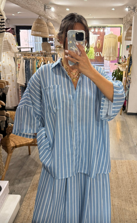 CHEMISE ENSEMBLE RAYURES BLEU