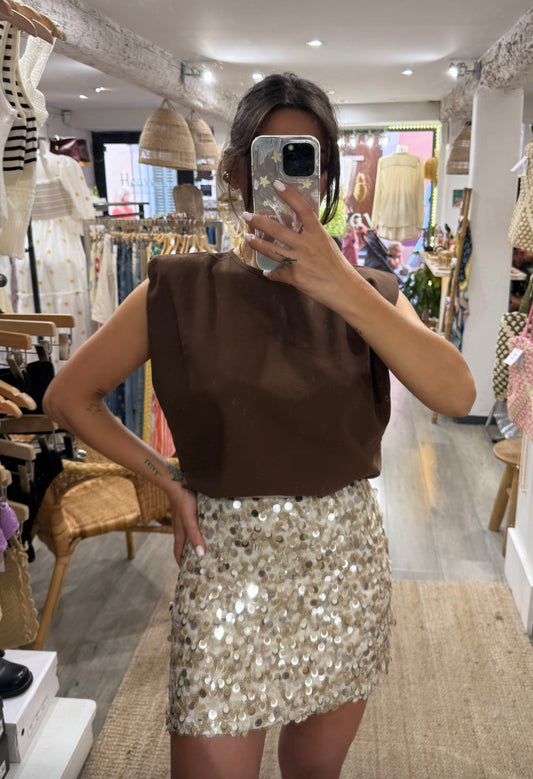 TOP ÉPAULETTES CHOCO