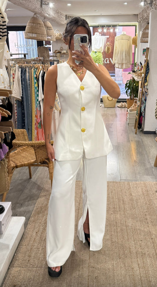 PANTALON BLANC FENDU ENSEMBLE