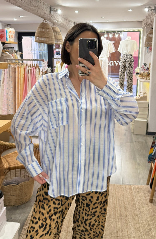 CHEMISE OVERSIZE RAYURES BLEU