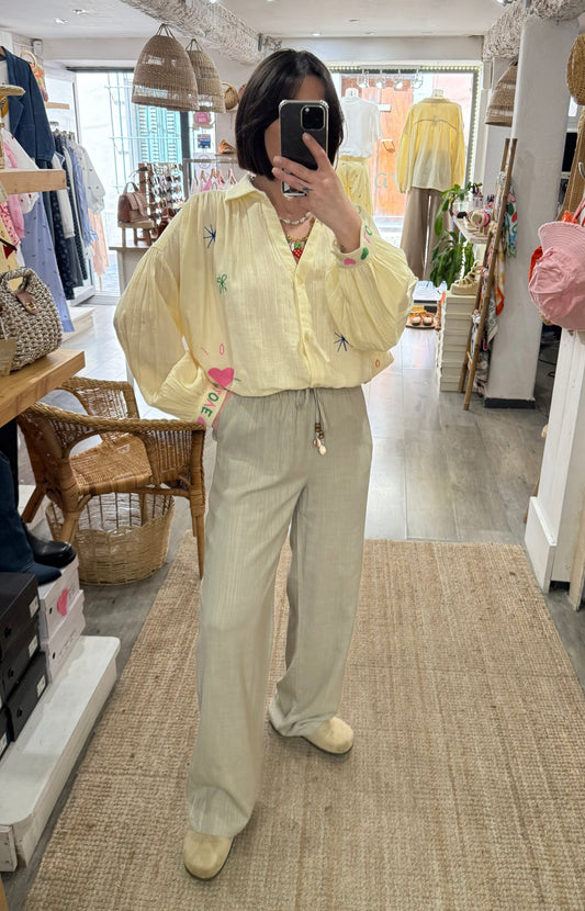 PANTALON LIN TAUPE