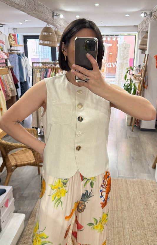 GILET LIN DÉTAILS BOUTONS