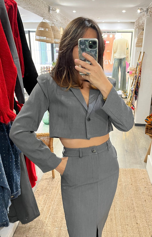 Blazer crop Gris