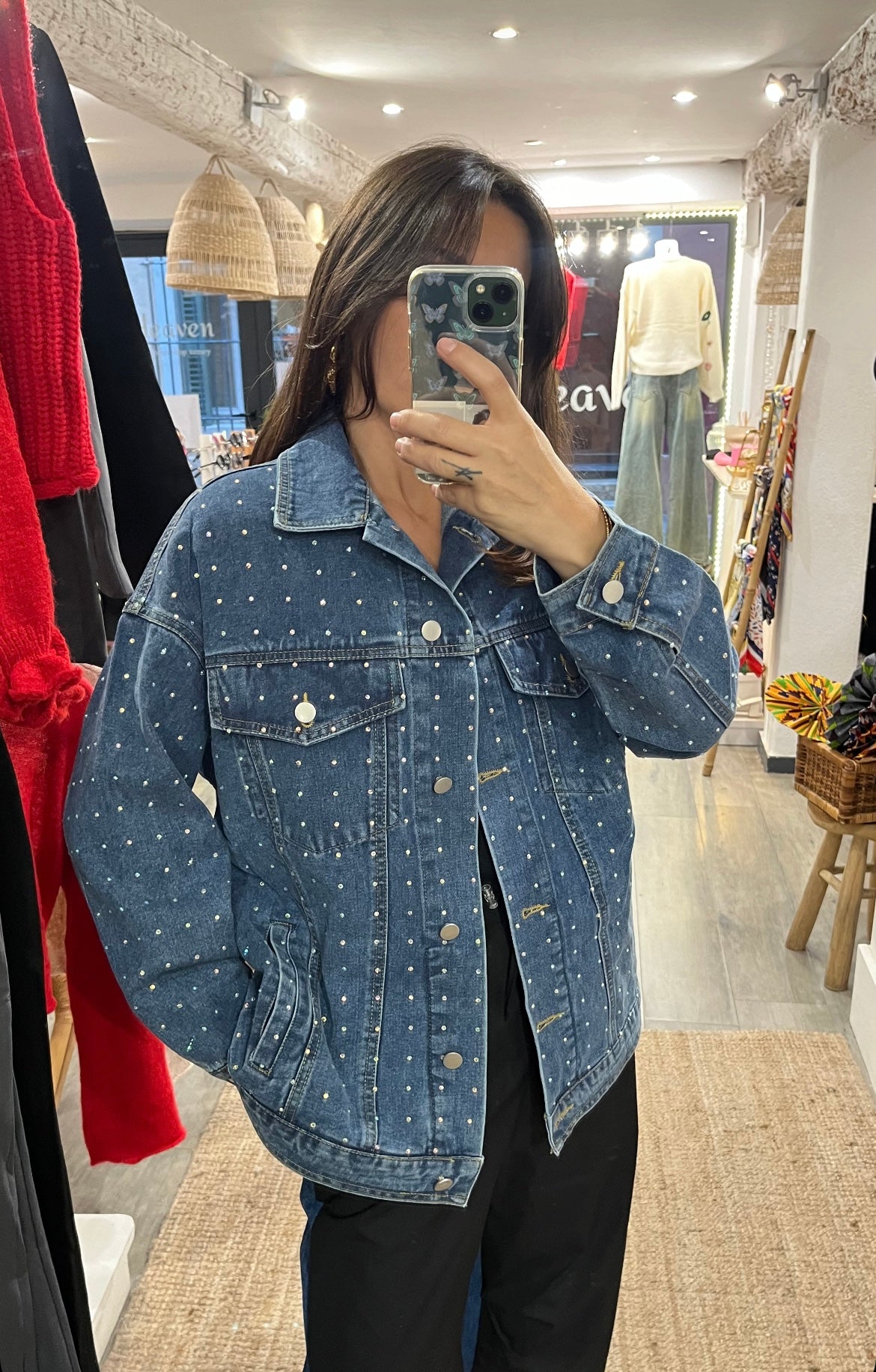 Veste jeans strass