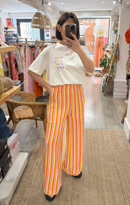 PANTALON RAYÉ ORANGE
