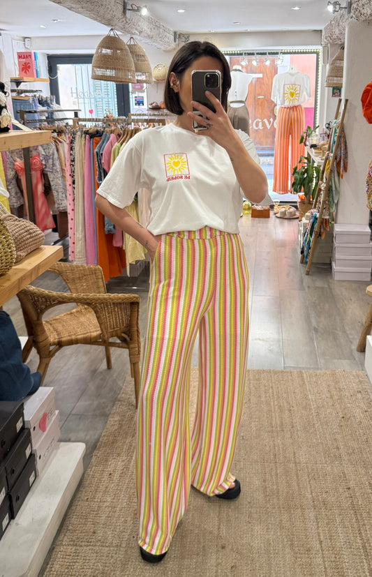 PANTALON RAYÉ VERT