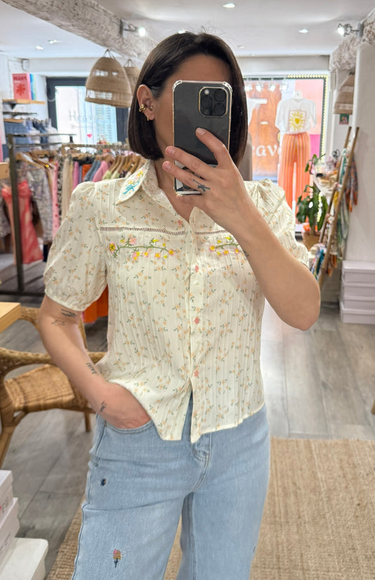 CHEMISE FLEURS LIBERTY JAUNE