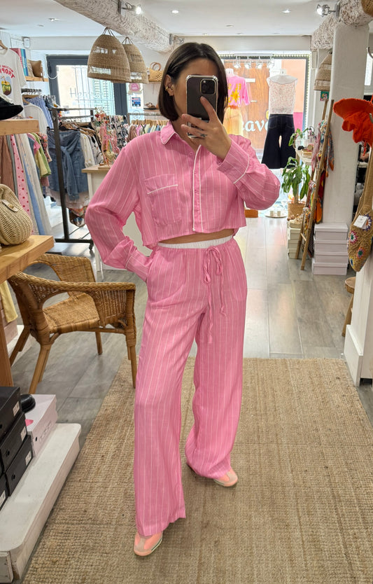 PANTALON ROSE RAYURES D’ENSEMBLE