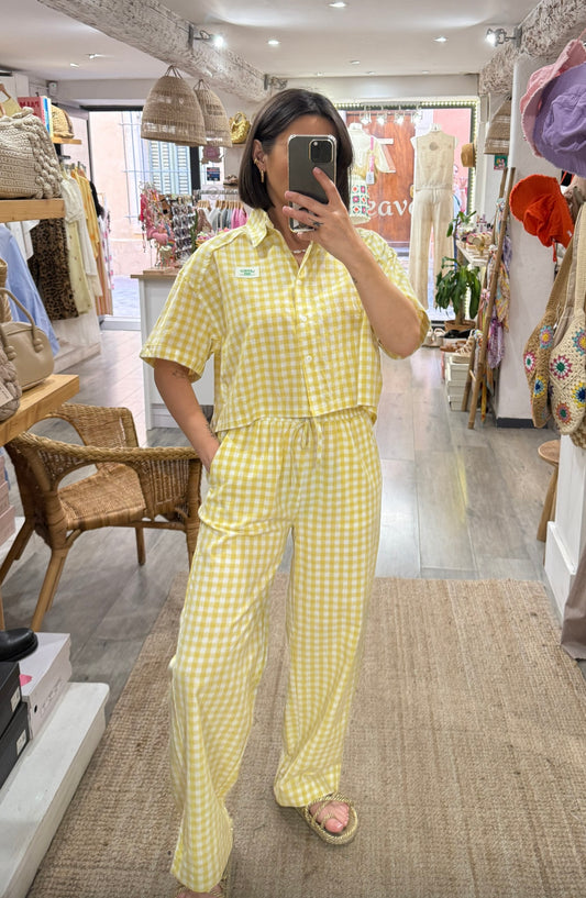 PANTALON VICHY JAUNE « LOVELY » D’ENSEMBLE